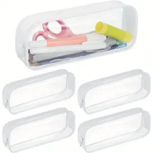 5 Pack Clear PVC Zipper Pencil Bag Toiletries Exam Pen Pencil Pouch Case Travel Luggage Make Up Cosmetic Bag