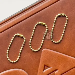 Set of (3) Three Replacement Brass Ball-Chains for Vintage Leather Hangtags