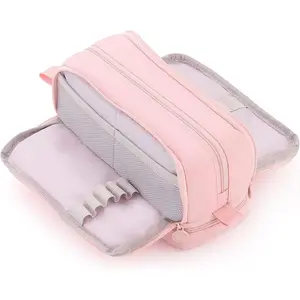 Large Capacity Pen Pencil Case with 4 Compartments, Multi-Slot Pencil Pouch Bag Aesthetic School Supplies Organizer for Teen Girls, Women, Adults (Pink)