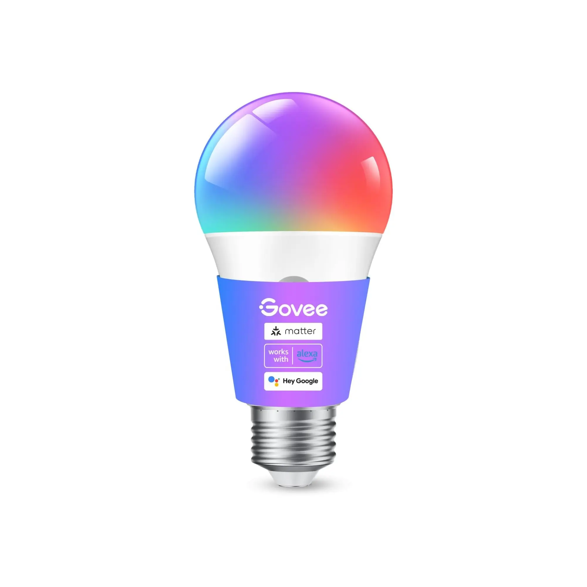 Govee Smart Light Bulbs, A19 Color Changing Light Bulb, 800 LM, E26 Base Works with Matter, Alexa and Google Assistant, 16 Million Colors RGBWW, WiFi & Bluetooth LED Light Bulbs, Music Sync, 1 Pack