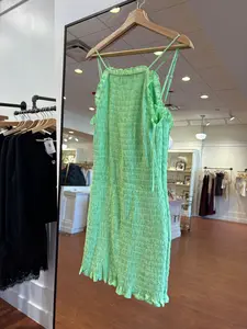 Jenna Neon Green Smocked Mini Dress