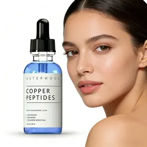 GHK-Cu Peptides Serum 29ml, Copper Peptides Serum for Face - Tightening, Repairing, Collagen Boosting - with Hyaluronic Acid - Fragrance-Free Sensitive Firming