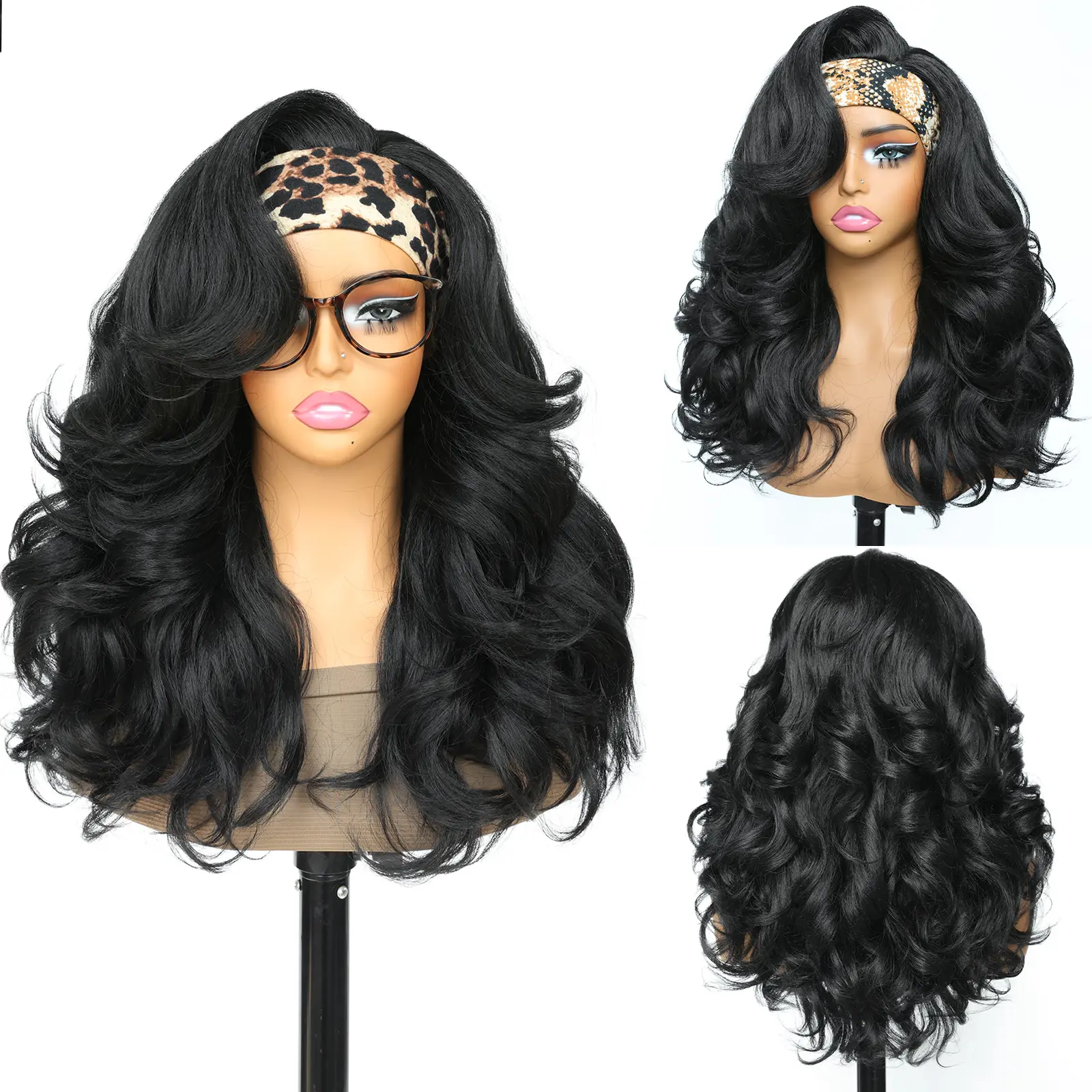 FABÉLLE 3-in-1 Glueless Yaki Wavy Synthetic Wig for Females Half Wig, 20in No Lace Wear-and-Go, Drawstring Cap, Face Framing Layers Wig, Seamless Blend Natural Hairline, Heat Resistant, Beginner-Friendly, Versatile Long Wig for Black Women sohochic