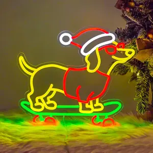 Christmas Neon Sign,  for Dachshund Women, Dimmable  Lover  for Christmas Decorations USB  14.9x13.4in