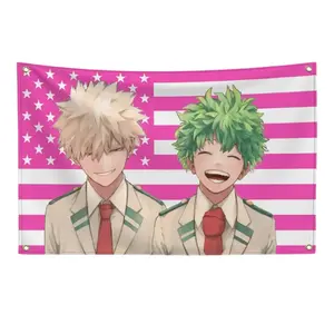 Bakugo & Midoriya My Hero Academia American Flag, Wall Banner, Anime Fan Gift, Manga Home Decor, Room Decoration, summervibes