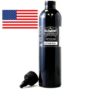 Element Tattoo Nighthawk Black Ink 8oz for Human Skin - Professional Tattoo Pigment for Lining, Shading, and Blending