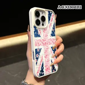 Magnetic Phone Case Supports Wireless Charging Case for iPhone 17 16 Pro Max 15 Plus 14 13 12 11 XS XR Floral British Flag Pattern Non-Yellowing Shockproof Clear Slim Protective Softcase Transparent Acrylic Cover