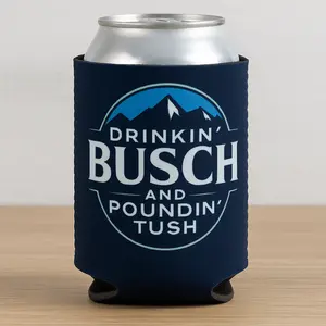 Drinkin Buschh Poundin Tush Funny beer sleeve gag gift fathers day gift beer holder can insulator neoprene double sided 4th of july summer boating