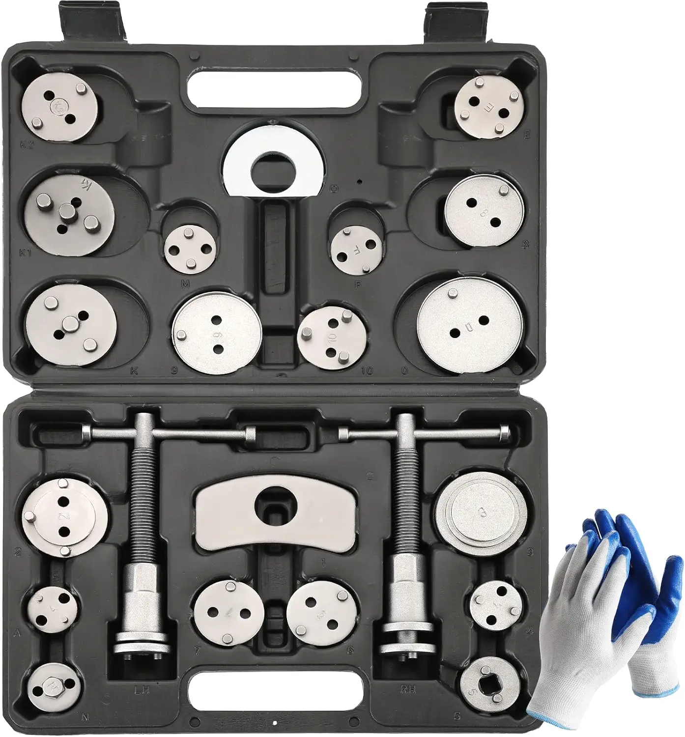 24PCS Heavy Duty Disc Brake Caliper Tool Kit - Brake Piston Compressor Rewind Set for Easy Pad Replacement, Universal Fit for Most Black Cars