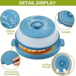 Foldable microwave oven splash shield: equipped with ventilation system and heat resistant bottom mat, safe and splash-proof, durable, suitable for home and restaurant kitchens. Microwave Splash Cover