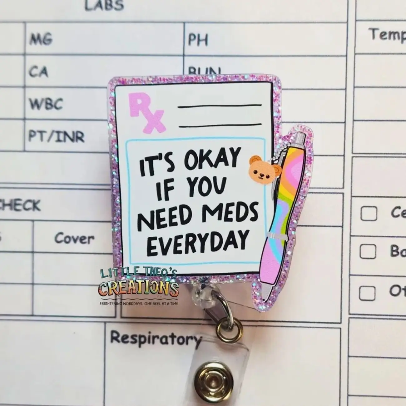 Mental Health Badge Reel: Prescription Pad Design, Nurse ID Holder Cute gift  Cute gift