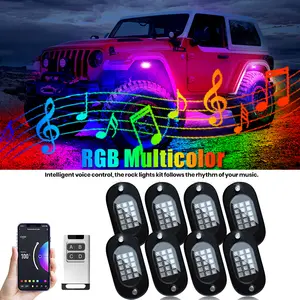8 Pods Neon Underglow LED Car Lights 16 Million Colors RGB Ground Lighting 12V Trail Rig Light for SUV Trucks Music Sync Waterproof App Control Super Bright for Off-road Rig Overlanding TruckLife Underneath  Wide Angle Car Ambient Light
