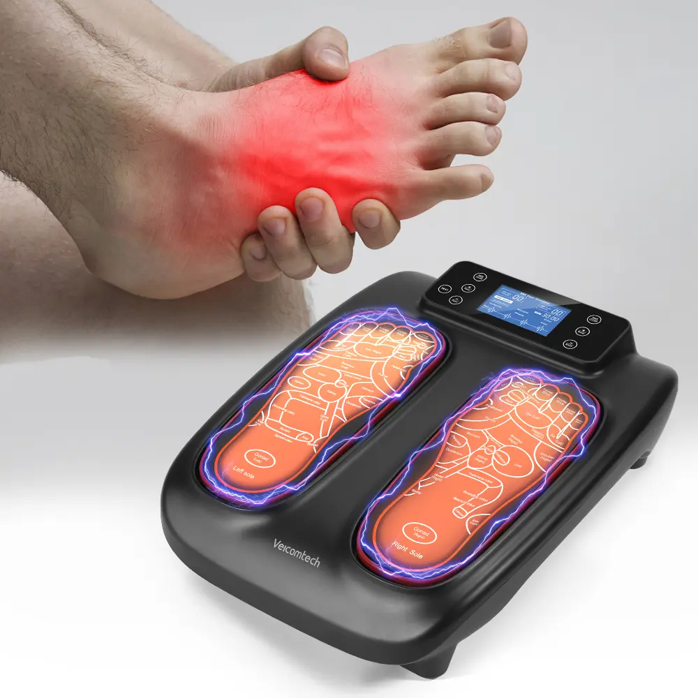 EMS Foot Massager for Muscle Stimultor Full Body Massage, Sore Muscles & Fatigue Relief, for Neuropathy and Plantar Fasciitis, TENS Foot Stimulator with 6 Modes 99 Levels, Remote Control, Gift for Mom and Dad Mother's Day Special Gift 3 in 1 Knee Massage