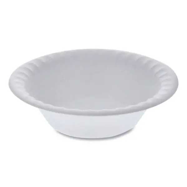 Pactiv PCTYTH100120000 Solid Polystyrene White Unlaminated Foam Dinnerware Bowl, 12oz, 6" Dia Round Shape, Deep Profile, Nonskid Backing, Non-Slip, Nonabsorbent Tableware