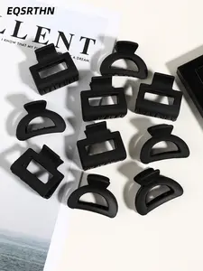 10pcs small rectangular semicircle hollow design black solid color simple all-match hair clip matte texture everyday all-match exquisite ladies hair accessories Flat Claw Clips