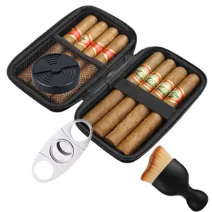 Portable Cuban Cigar Box Set, Includes Cigar Case and Brush, Travel-Friendly Cigar Rack, Men's Cigar Storage Gift Box