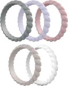 Women's Bridal Rings Sets, Thin and Stackable Rubber Rings Women Wedding Bands - 2.5mm Width - 1.8mm Thick