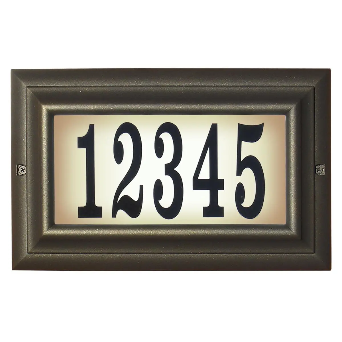 212 MAIN 15 in. Rectangular Patterned Edgewood Standard Low-Voltage Lighted Address Plaque - Cast Aluminium Construction, Oil Rub Bronze Frame, Illuminated Lens, Lighted House Number, Home Decor Sign
