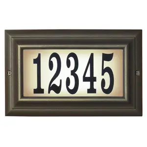 QualArc  15 in. Edgewood Standard Lighted Address Plaque in Oil Rub Bronze Frame Color