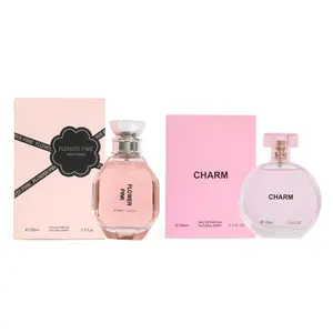 Women's Perfume Bundle - Flower Pink Pour Femme Natural Spray Perfume and Charm Natural Spray Perfume - Fragrance Set for Women - 100ml/3.3fl.oz. each
