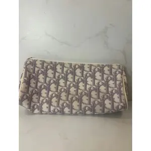 Pre-owned Leather Bag Accessories Purple & White Monogram Canvas Pouch – Zip Cosmetic & Essentials Case