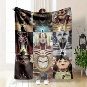 The Nine Titans Character Grid Collage Fan Gift — Lightweight Summer AC Blanket Thin Breathable Flannel Throw for AC Room Hot Sleepers Soft Cozy Sofa Bed Decor Gift Use