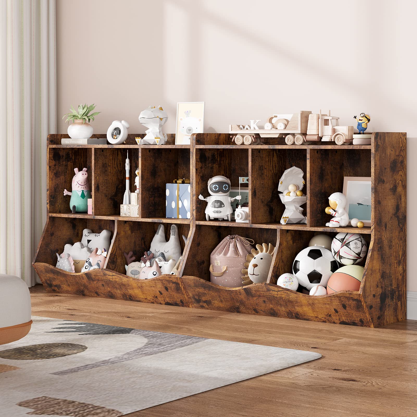 【GARVEE】Multi-Color Bookshelf and Toy Storage Organizer with Five Storage Spaces, 3-Tier 5-Cube Cabinet, Ideal for Playroom, Nursery, Classroom, Bedroom, and Living Room