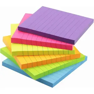 Lined Sticky Notes with Lines 4x4 Self-Stick Notes 6 Bright Color 6 Pads, 60 Sheets/Pad