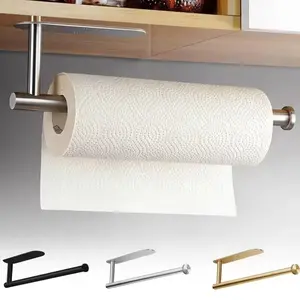 Self Adhesive Toilet Paper Towel Holder Punch-free Roll Paper Holder Kitchen Hook Storage Holder Stainless Steel Wall Mount bathroom accessories