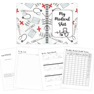 Medical Planner Set, 2 Counts/set Including 1 Count Planner Notebook & 1 Count Label, Health Planner, Health & Wellness Log, Medical Organizer