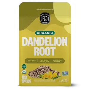 FGO Organic Dandelion Root Loose Tea, Resealable Kraft Bag, 16oz, Packaging May Vary (Pack of 1)