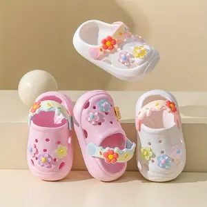 Fashionable Cute Flower Bear Girl Water Shoes, Breathable Non-Slip Clogs for Indoor Outdoor Garden Beach