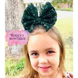 Green Sequin bow/bow tie/headband/piggies/Scrunchie