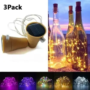 3Pack 2-meter bottle imitation cork light strings, LED light strings, LED fairy lights, LED bottle lights with imitation cork stoppers, colored fairy lights, mini copper silver wire string lights, suitable for parties, weddings, parties, anniversaries