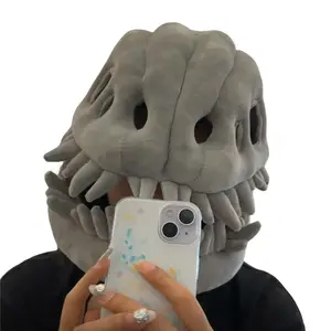Dinosaur Skeleton Costume Halloween Gift Cosplay, Funny Head Mask Plush, Plush Dinosaur Head Mask, Halloween Cosplay Costumes, Funny Halloween Costume, Cosplay Prop for Parties, Performances & Gifting