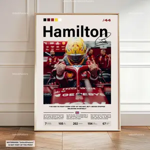 [Racing Decor - Sale Up To 40%] [Unframe] Lewis Hamilton Ferrari Racing Poster, Ferrari Racing Driver Wall Art, Professional Motorsport Portrait, Scuderia Ferrari Decor, Grand Prix Legend Art