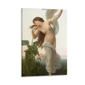 William Adolphe Bouguereau's Dawn Canvas Art Prints - Timeless Oil Portraits of Women, Aesthetic Vintage Wall Art for Office. Poster Canvas Wall Art For Bedroom Decor Bar Office Room Decor Gift