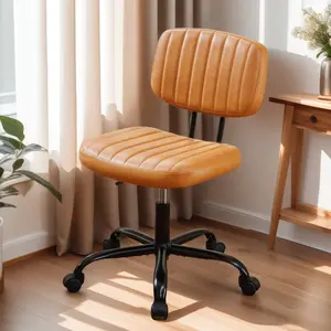 Armless Office Chair with Wheels Adjustable Home Office Desk Chair, PU Leather Swivel Rolling Task Chair, Comfy Low Back Computer Work Vanity Chair for Small Spaces Kids and Adults Small Armless Home Office Desk Chair with Wheels, PU Leather Low Back Lumb