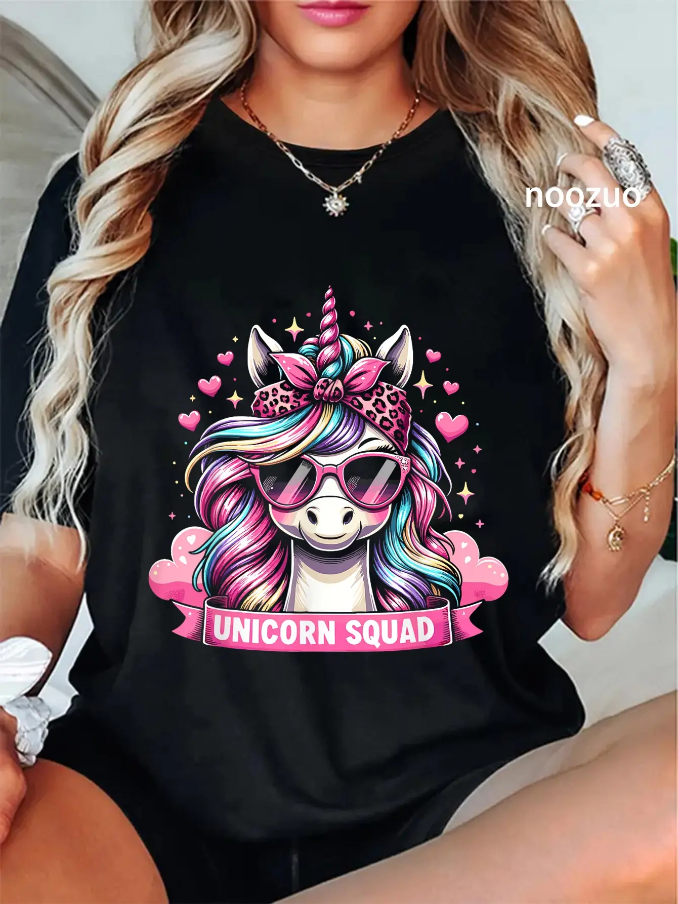 100% Cotton Unicorn Squad - Graceful Unicorn with leopard Bandana T-Shirt