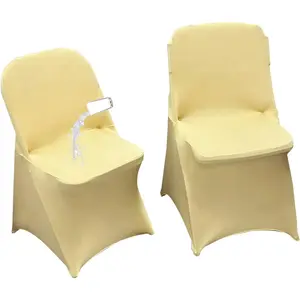 40 count Stretch Spandex Folding  Chair Covers,Universal Fitted Chair Cover Protector for Wedding Party Banquet Holidays Celebration Decoration(Champagne)