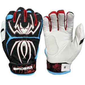 Spiderz ENDITE "Smooth Palm" Batting Gloves - Black/Red/Columbia Blue