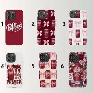 Coquette Dr Pepper Tough Shockproof Phone Case with Bow, Girly Protective Cover for iPhone 11 12 13 14 15 16 17 Pro Max Plus