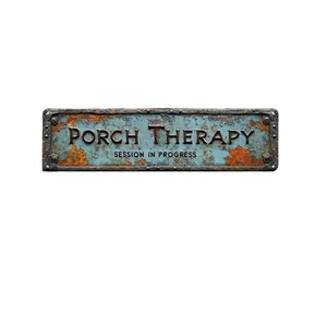 Vintage Metal Wall Art, Charming Aluminum Porch Therapy Sign, Wall Decor for Home, Kitchen & Gothic Decor, Adding Rustic Appeal Room Decor, Rustic Design