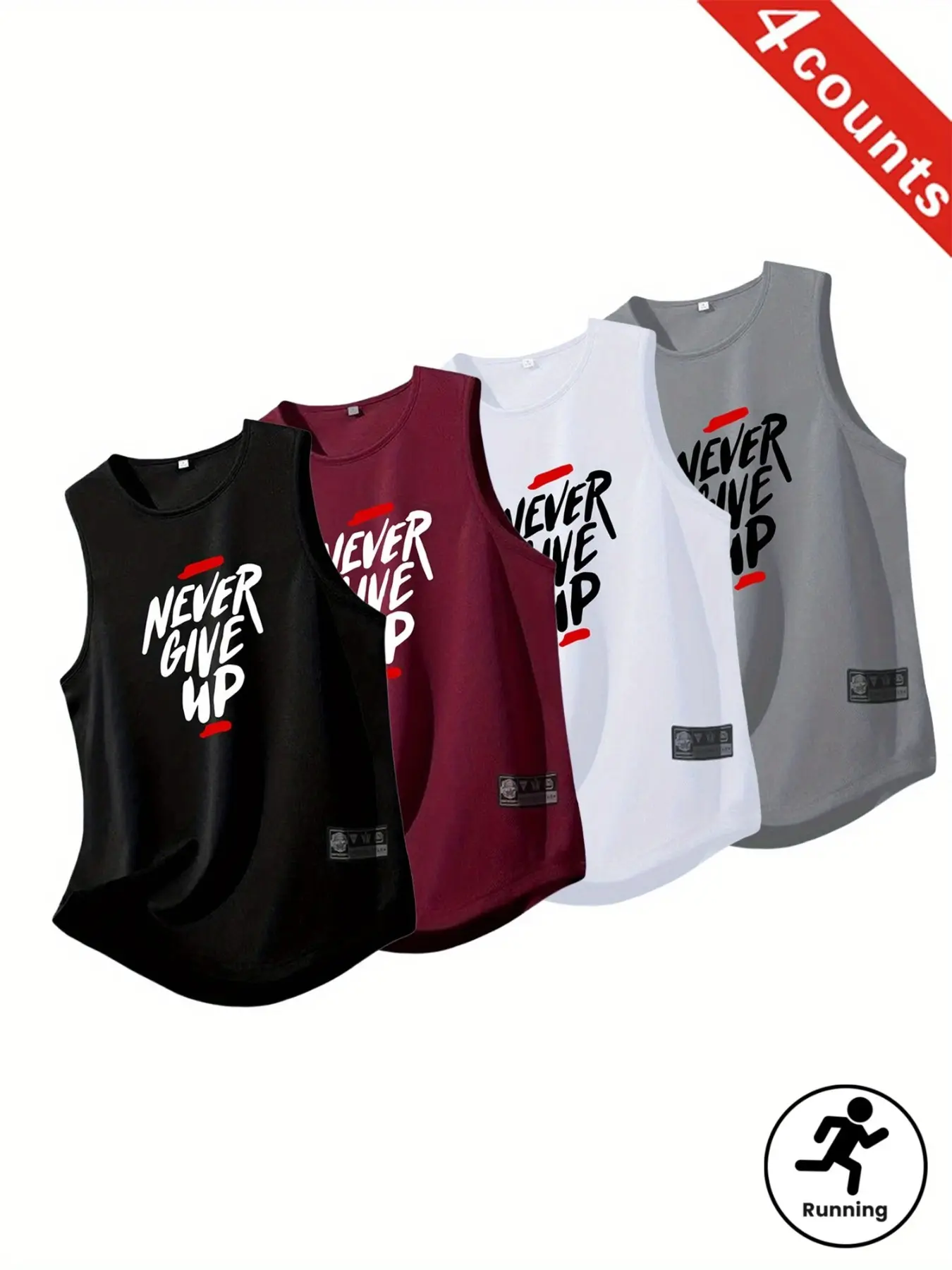 4-Pack Men's Quick-Dry Sports Tank Tops, Sleeveless Workout Sports Vest, Gym Wear for Running and Fitness, Sporty Long Top for Leisure Activities