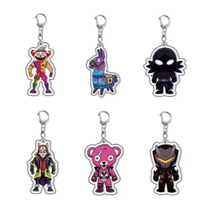 6Pcs Fortnite Popular Cartoon Game Acrylic Double-sided Keychain Backpack Decoration Accessories Neutral Party gifts
