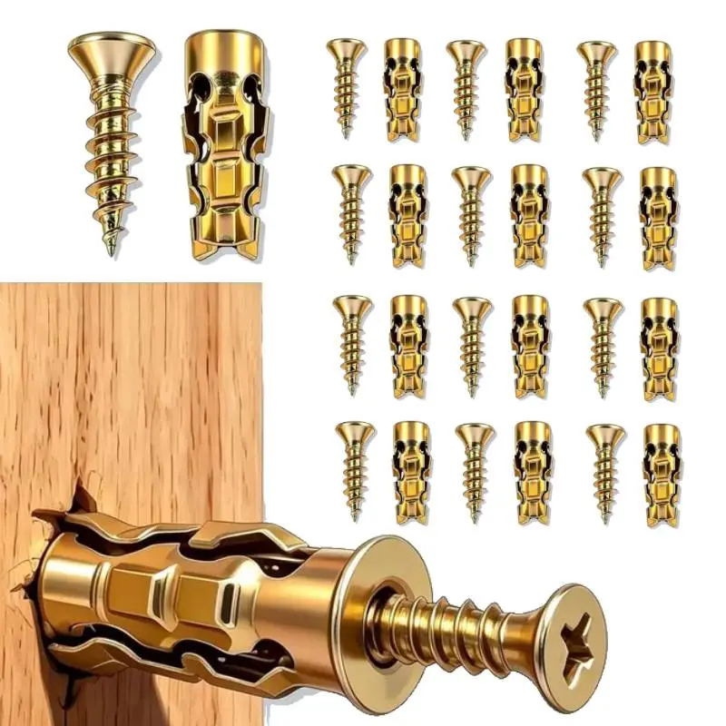 High-Strength 6×14mm Short Expansion Wall Anchor Repair Bolts, 30pcs/60pcs Sets, for Home Users’ Hinge Repairs, Stripped Thread Fix on Wood & Tile, 30pcs(6*14mm)
