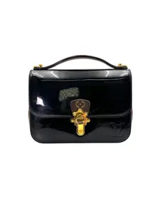 Pre-owned Louis Vuitton leather Crossbody Bags Cherrywood Black Monogram Vernis Handle Bag LV2688