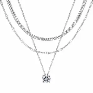 Limited Edition Instagram Style Layered Necklaces, Niche Unique European American Fashion Cuban Link Collarbone Chains For Women Daily Wear