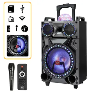 DAZONE LOUD Portable Bluetooth PA System Speaker Rechargeable Outdoor Bluetooth Speaker Portable PA System w/ 12” Subwoofer Dual 3” Tweeter, Microphone In, Party Lights, USB, TWS, Radio, Remote for Home Party