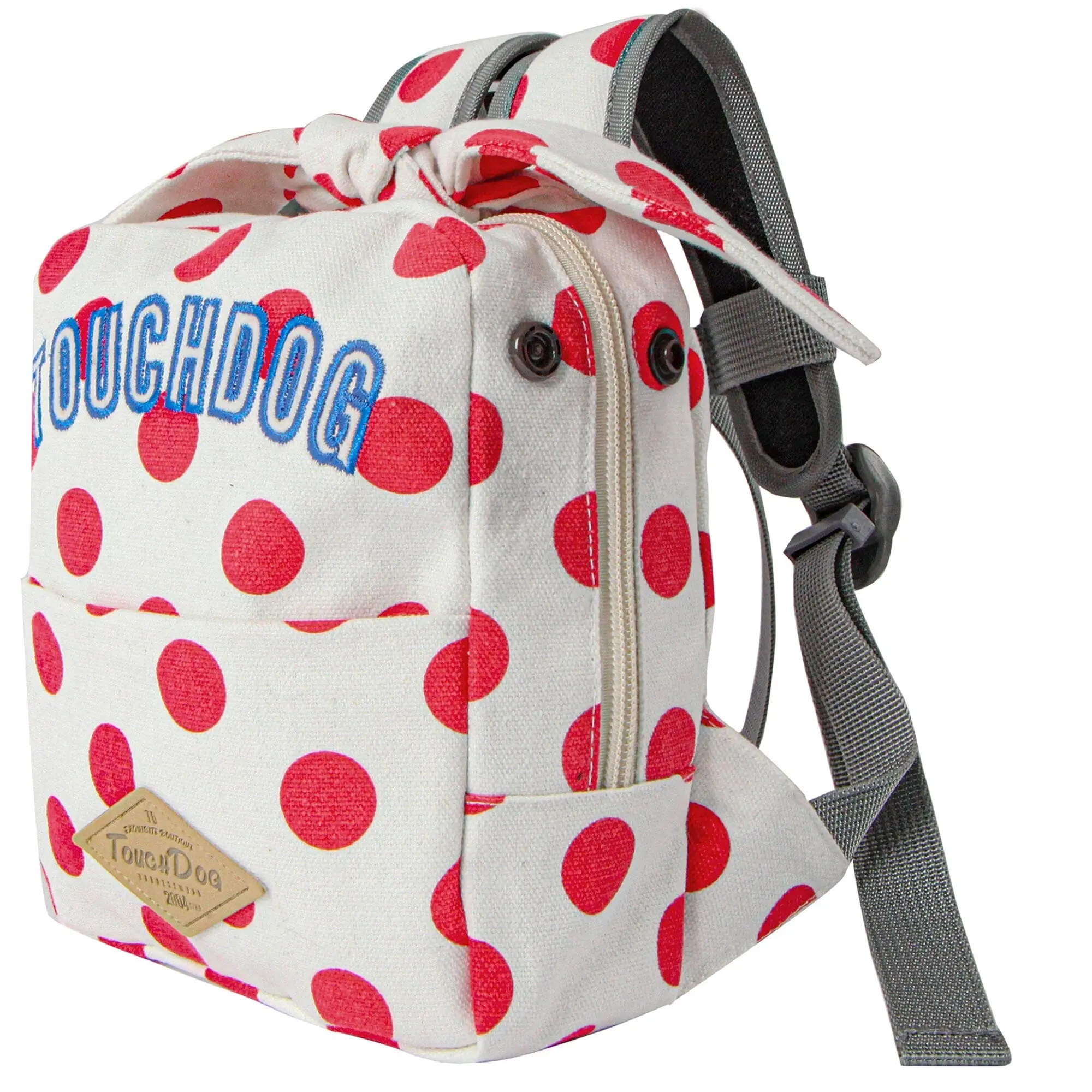 Touchdog ® Polka Dot Large Pocketed Zippered Duffle Dog Backpack and Harness
